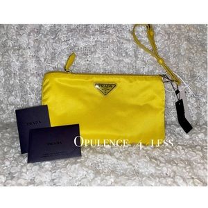 Prada Yellow Nylon Clutch/Wristlet.